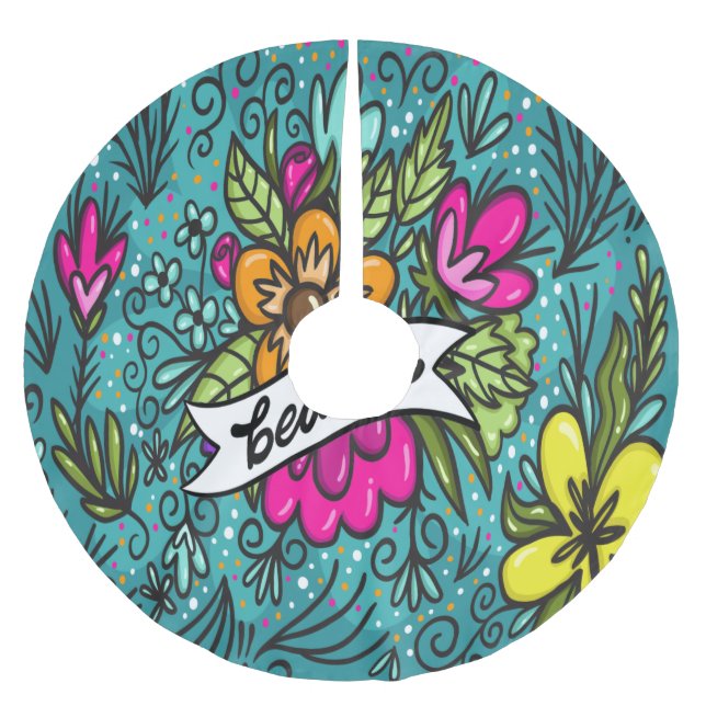 Throw Kissen Beauty mit Blume Polyester Weihnachtsbaumdecke (Vorderseite)