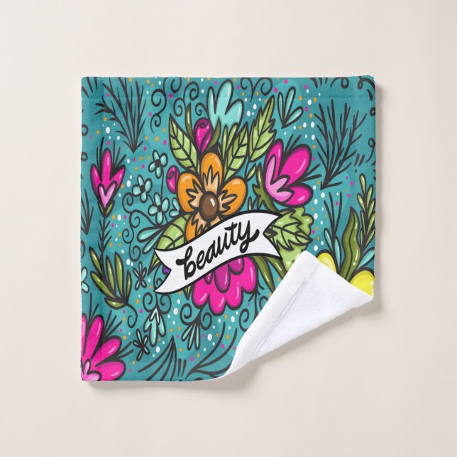 Throw Kissen Beauty mit Blume Waschlappen (Waschlappen)