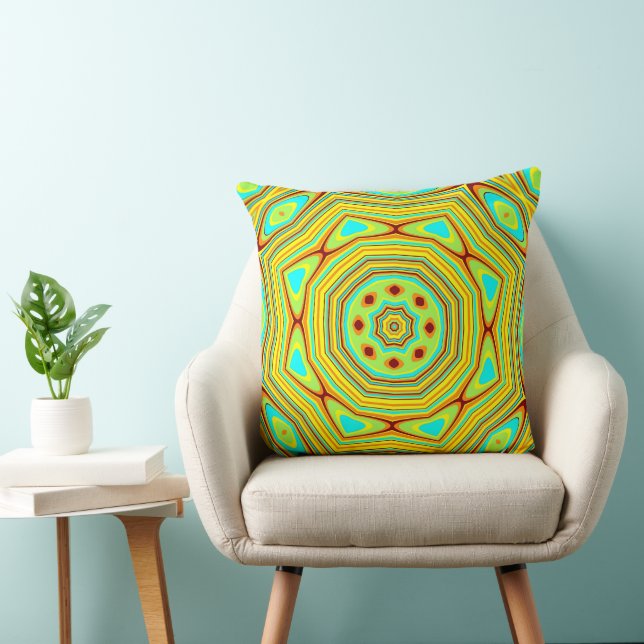 Throw Kissen farbenfroh blau Orange Yellow Mandala (Stuhl )