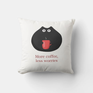 Throw Kissen Funny Cat und Kaffee