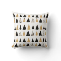 Throw Kissen in Schwarz und Gold Weihnachtsbaum