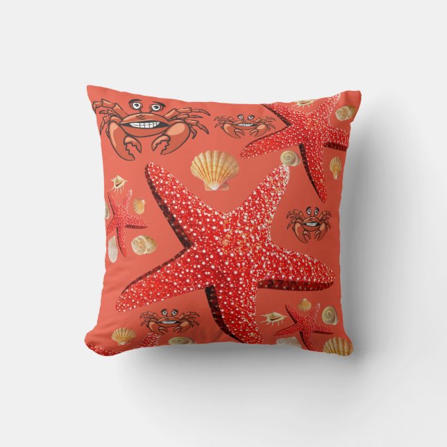 Throw Kissen Starfish Crab Orange (Vorderseite)