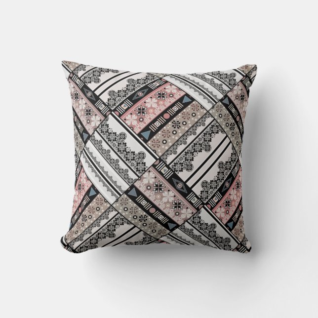 Throw Kissen Tribal Ethno traditionell geometrisch (Vorderseite)