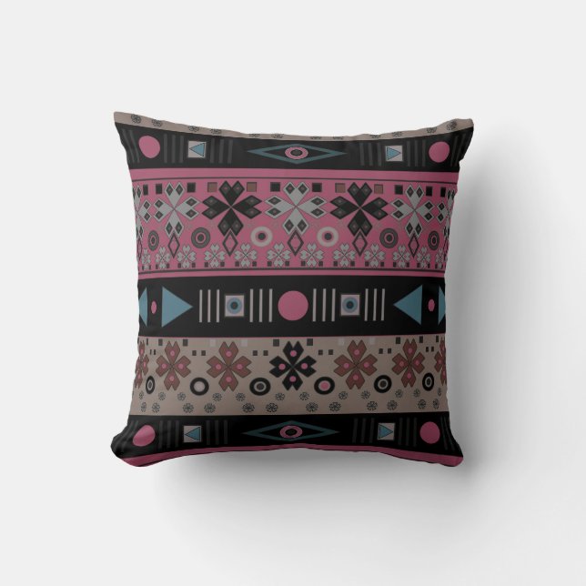 Throw Kissen Tribal Ethno traditionell geometrisch (Vorderseite)
