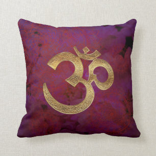 Throw-Kissen Yoga OM-OM lila Goldhindisches Kissen