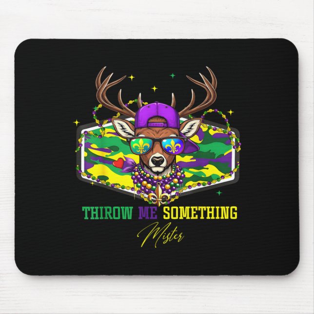 Throw Me Soing Mister Mardi Gras Deer Beads Fleur  Mousepad (Vorne)