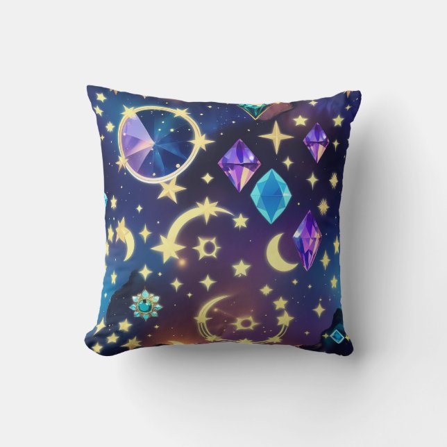 Throw Pillow - Alexandrite Sapphire Celestial Moon Kissen (Vorderseite)