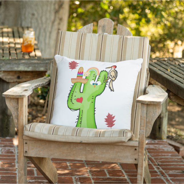 Throw Pillow Bird Cactus Kissen (Stuhl )