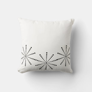 Throw Pillow Black Stars Dots White Kissen
