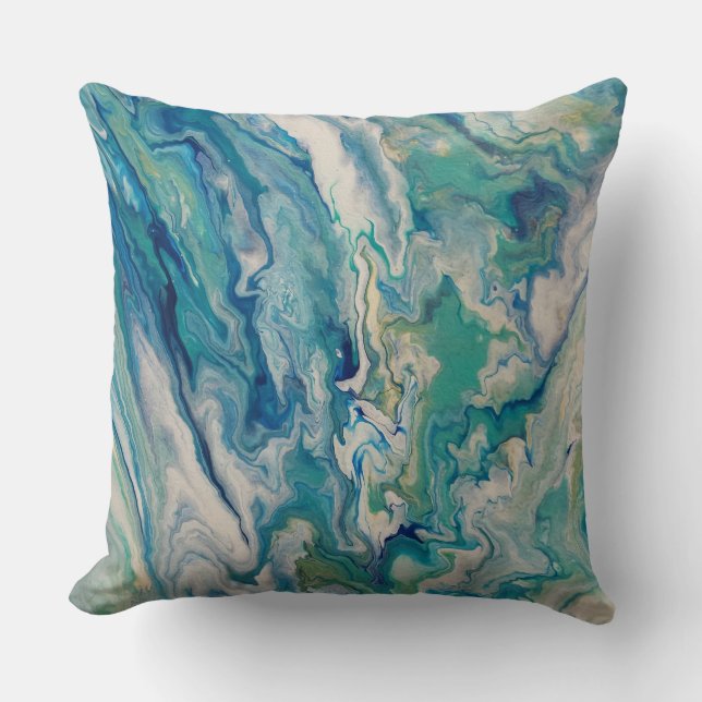 Throw pillow - blue, aqua, yellow abstract kissen (Vorderseite)