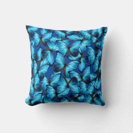 Throw Pillow Blue Morpho Butterfliegen Kissen
