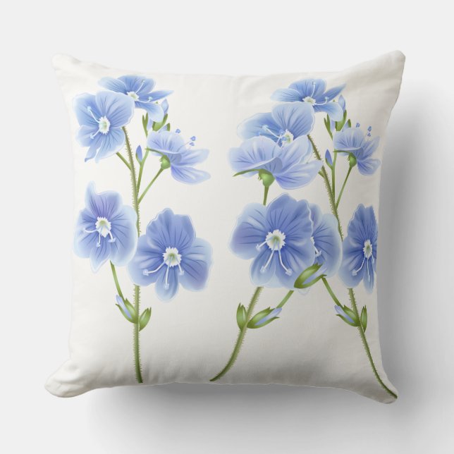Throw Pillow-Blue-Wildblumen Kissen (Vorderseite)