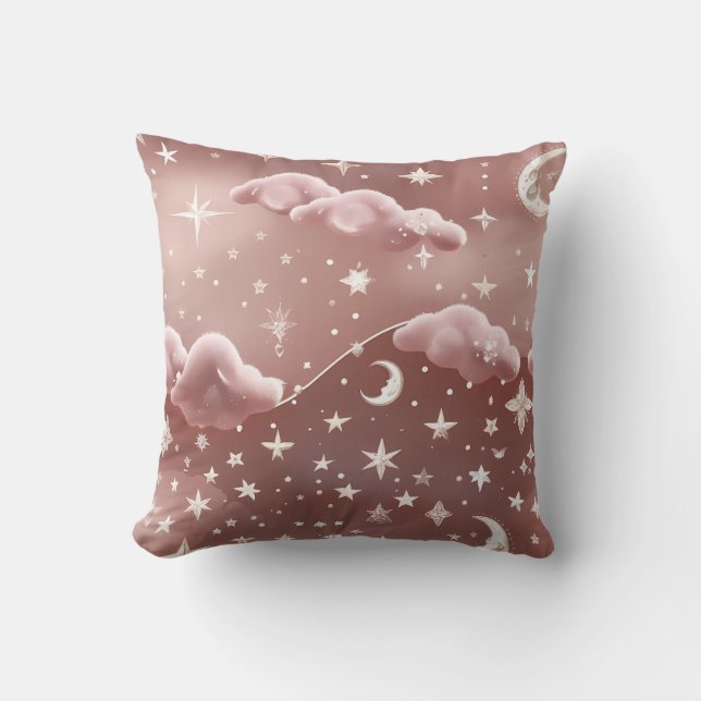 Throw Pillow - Blush Pink Celestial Moon Phases Kissen (Vorderseite)