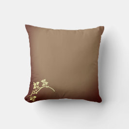 Throw Pillow Brown Gold Blume Kissen