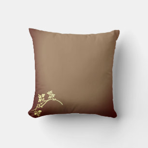 Throw Pillow Brown Gold Blume Kissen