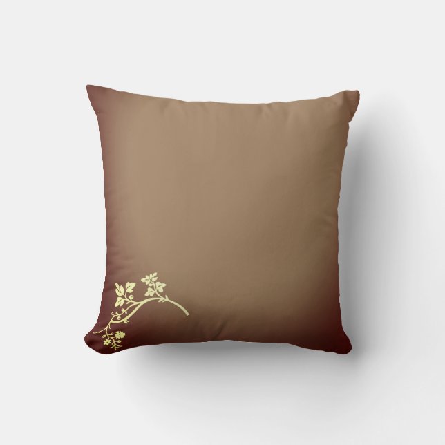 Throw Pillow Brown Gold Blume Kissen (Vorderseite)
