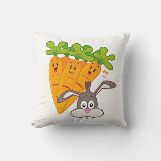Throw Pillow Carrots Rabbit Kissen (Vorderseite)