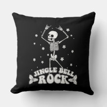Throw Pillow Christmas Skeleton Black