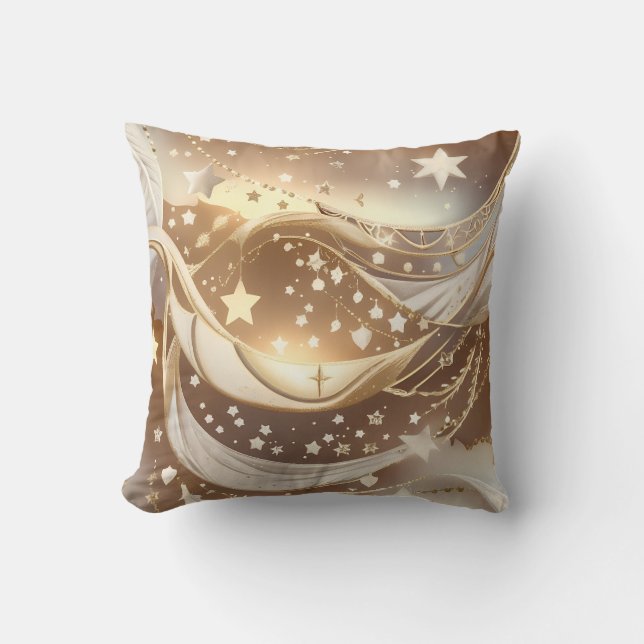 Throw Pillow - Cream Pale Gold Celestial Moon Kissen (Vorderseite)
