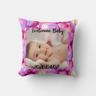 Throw Pillow Custom Welcome Baby Photo Kissen