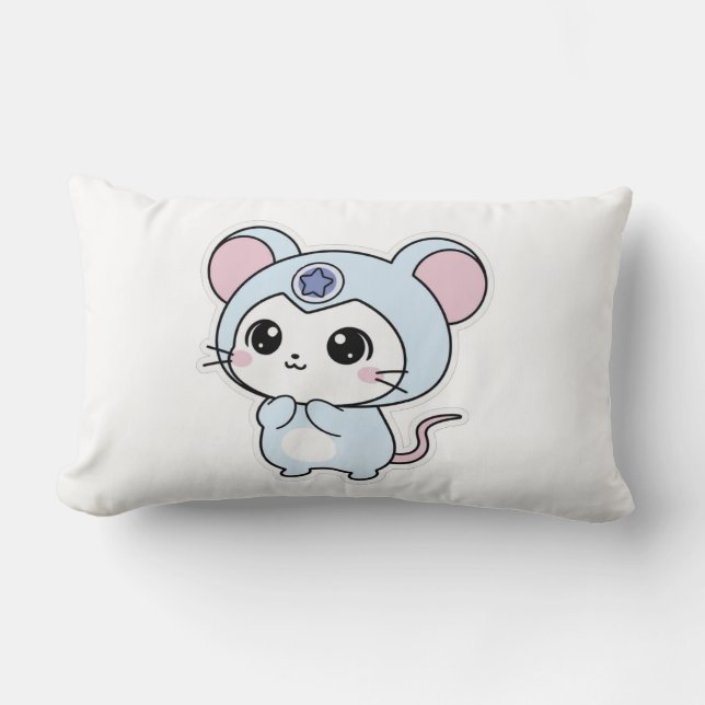 Throw Pillow Cute little lovely mouse  Lendenkissen (Vorderseite)