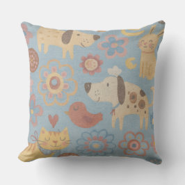 Throw Pillow - Dogs, Cats, Birds, & Flowers Design Kissen