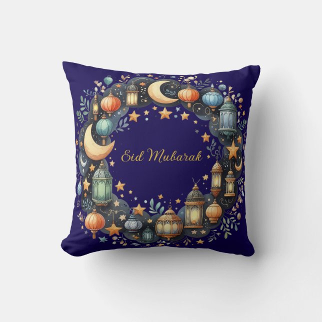 Throw Pillow-Eid Mubarak Wreath Accent Pillow Kissen (Vorderseite)