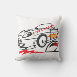 Throw Pillow Fast Dreams –Racing Car Pillow Design Kissen