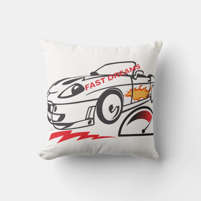 Throw Pillow Fast Dreams –Racing Car Pillow Design Kissen (Vorderseite)