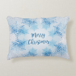Throw Pillow Frohe Weihnachten mit Schnee Dekokissen