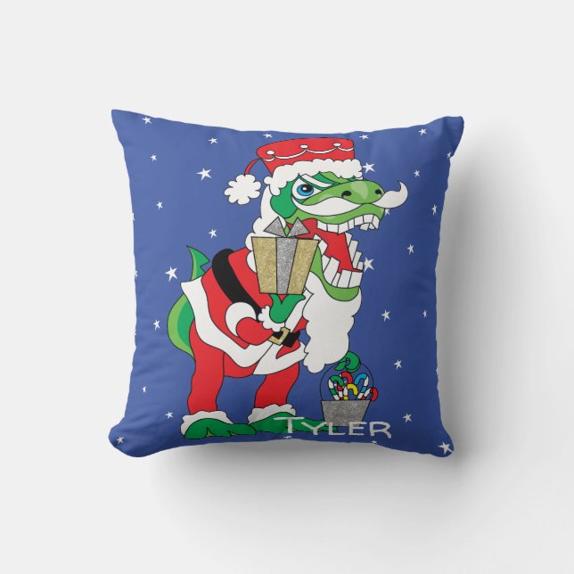 Throw Pillow Frory Christmas TySANTAsaurus Rex Kissen (Vorderseite)