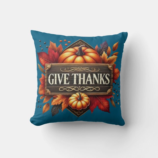 Throw Pillow give thanks pumpkin  Kissen (Vorderseite)