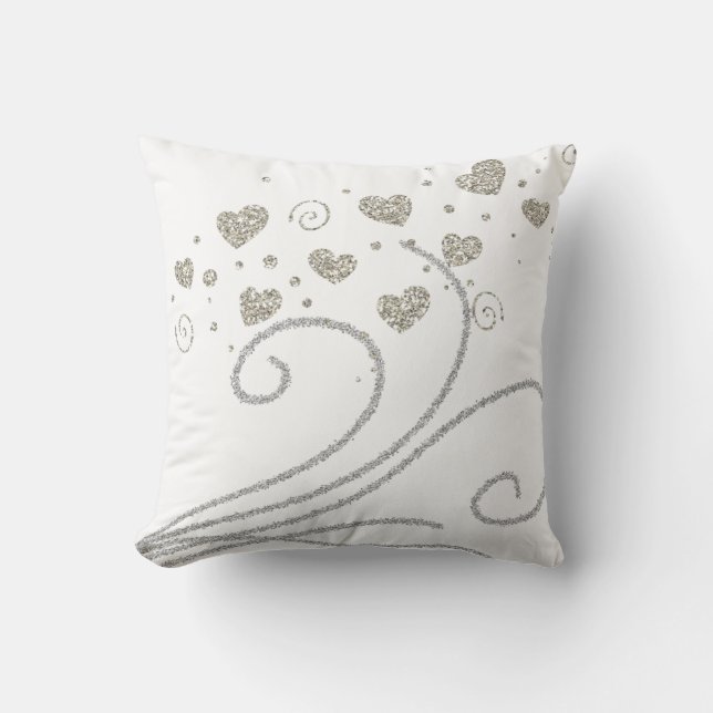 Throw Pillow Gold Hearts Silver Kissen (Vorderseite)