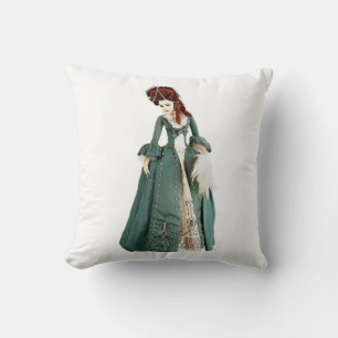 Throw Pillow Green Viktorianisch Woman Kissen