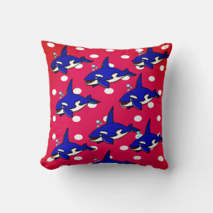 Throw Pillow Haie Red Blue Kissen