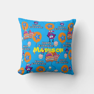 Throw Pillow, Happy 6. Geburtstag Blau Kissen