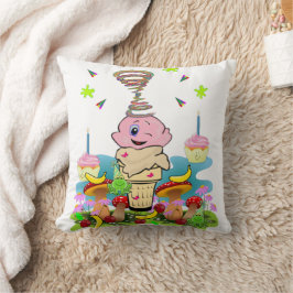 Throw Pillow, Happy Birthday Pink Cupcake Kissen