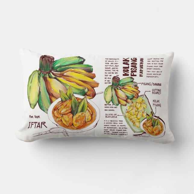Throw Pillow Iftar Dish Kolak Banana Lendenkissen (Vorderseite)