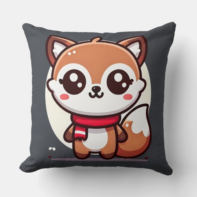 Throw Pillow - Kawaii Fox Kissen (Vorderseite)