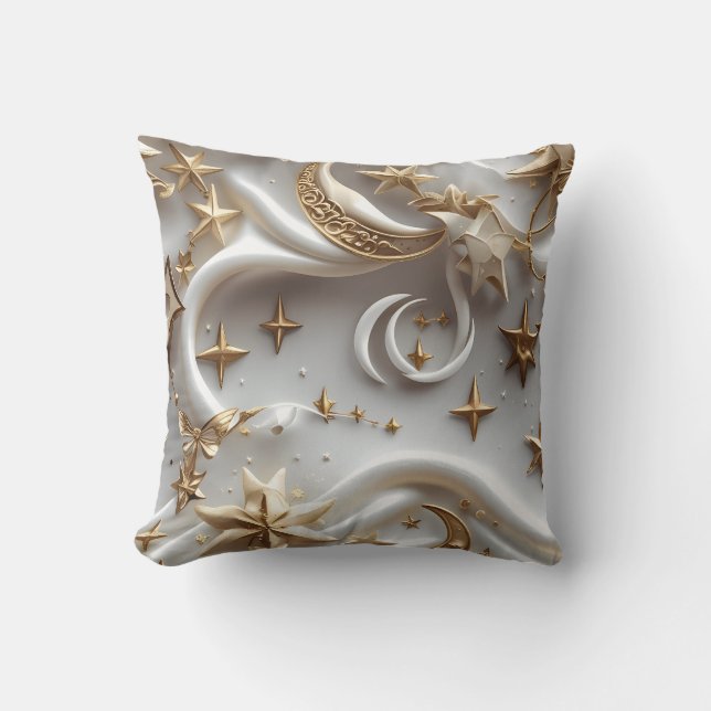Throw Pillow – Luxury Alabaster White Celestial  Kissen (Vorderseite)