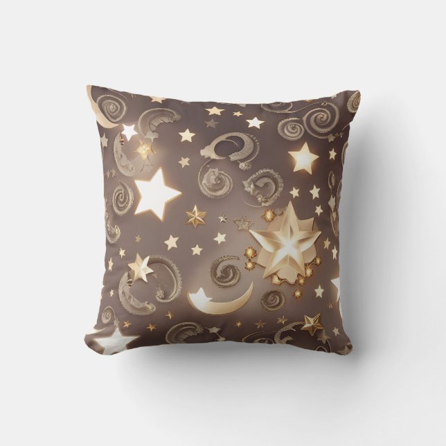 Throw Pillow – Luxury Champagne Gold Celestial Moo Kissen (Vorderseite)
