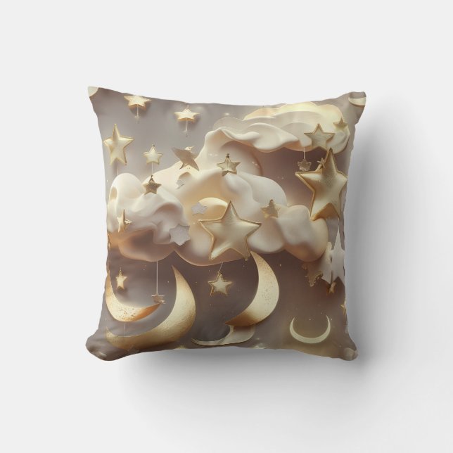 Throw Pillow – Luxury Creamy Celestial Moon Kissen (Vorderseite)