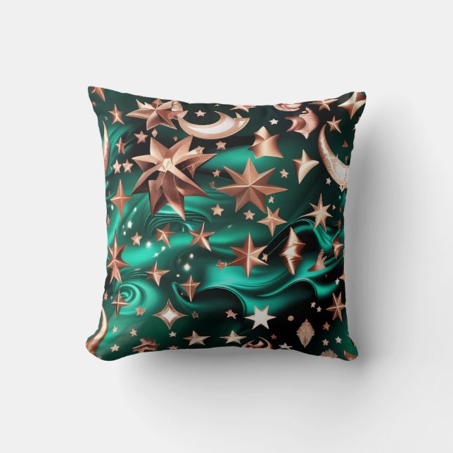 Throw Pillow – Luxury Malachite Green Celestial  Kissen (Vorderseite)