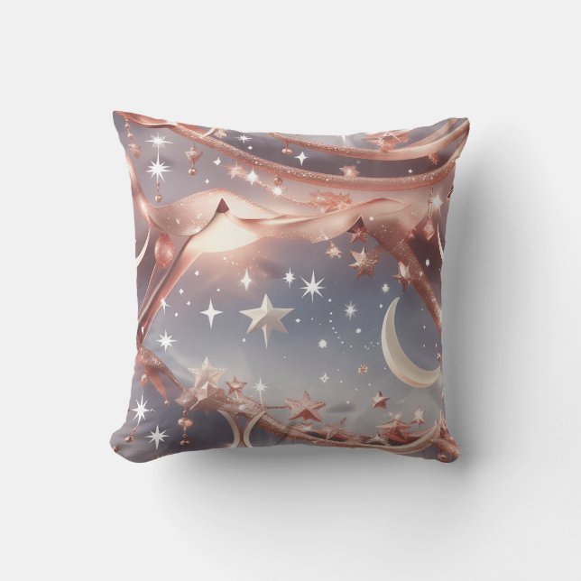 Throw Pillow – Luxury Marble White Celestial Moon Kissen (Vorderseite)