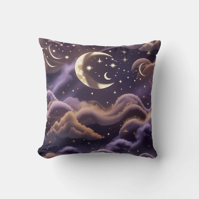 Throw Pillow – Luxury Smoky Celestial Moon Kissen (Vorderseite)