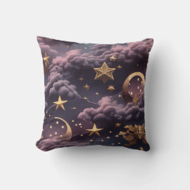 Throw Pillow – Luxury Smoky Plum Celestial Moon Kissen