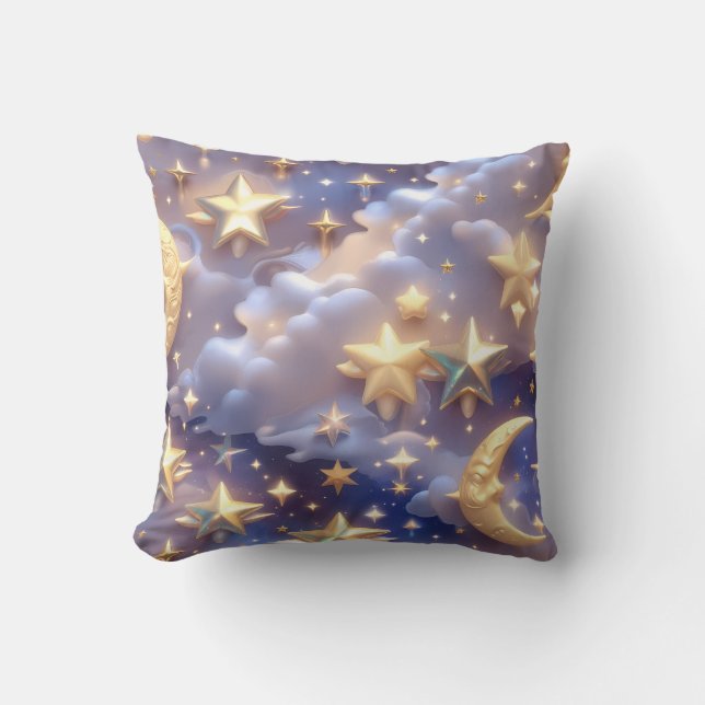 Throw Pillow – Luxury White Celestial Moon Kissen (Vorderseite)