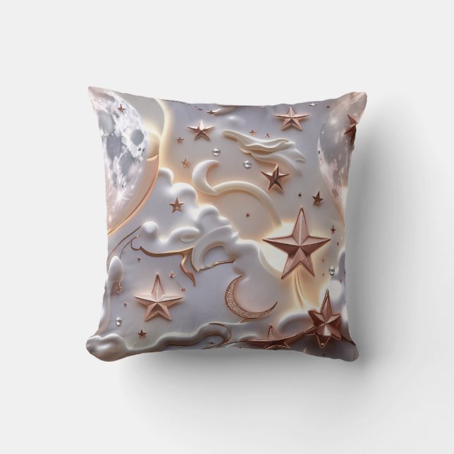 Throw Pillow - Marble White Celestial Moon Kissen (Vorderseite)
