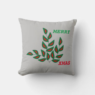 Throw Pillow Merry Xmas Gray Kissen