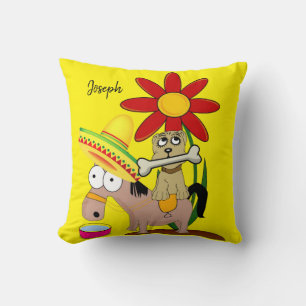 Throw Pillow Mexican Donkey Dog Sombrero Kissen